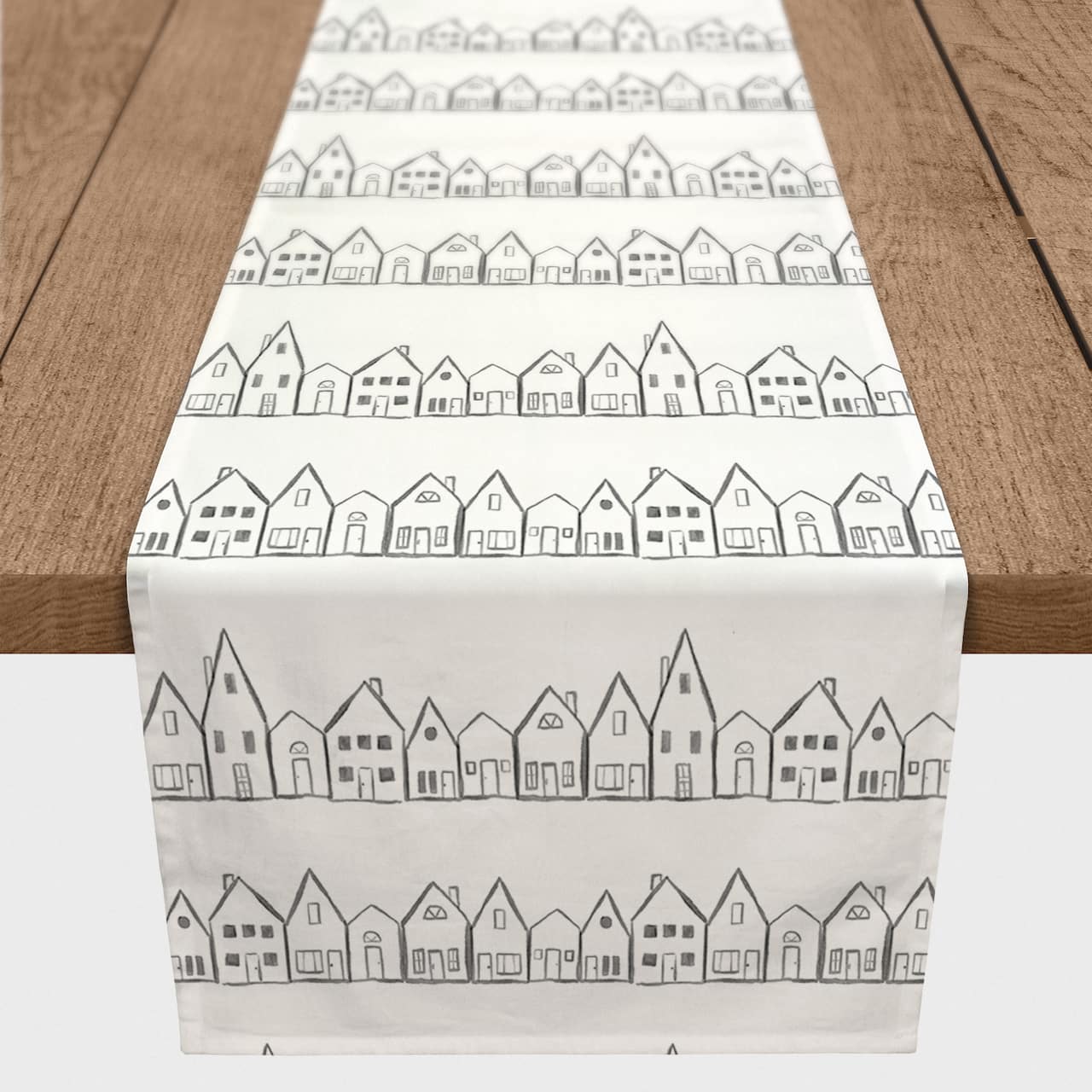 Simple House Pattern 16" x 90" Cotton Twill Runner